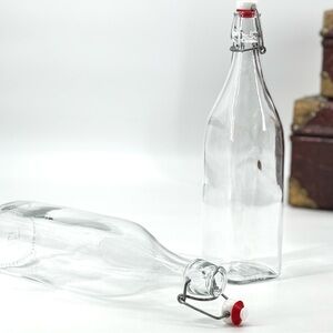 Vintage Italian (2) Swing Top 1 Lt. Glass Bottles/Carafes